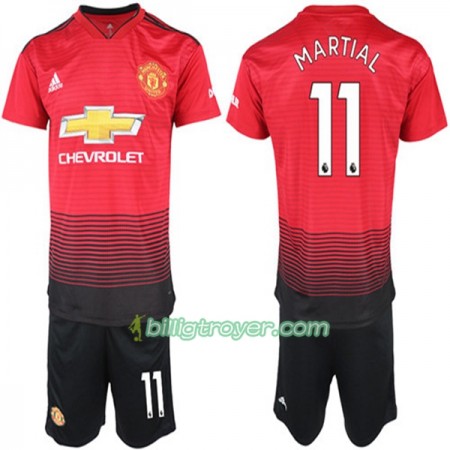 Billige Fotballdrakter Manchester United Anthony Martial 11 Barn Hjemmedraktsett 2018/19 Kortermet